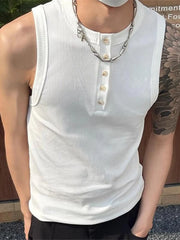 Threebooy  Mens Slim Fit Sleeveless Vest 2025 Summer New Casual Textured Ribbed Camisoles Men Sports Training Stretch Tank Tops