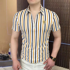 Threebooy  Fitness Short-sleeved Muscular Men's Muscle Texture Round Neck Slim Elastic Quick-drying Training Fitness Running Sports T-shirt
