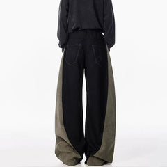 Threebooy New Autumn Winter Casual Pants Men'S Wide Leg Pants Fashion Retro Contrasting Color Curved Knife Pants Loose Straight Leg Pants