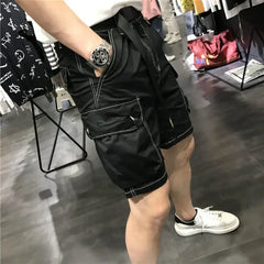 Threebooy Short Pants for Men Button with Pockets Mens Cargo Shorts Black Half Homme Jorts Heavy Whate New in Designer Luxury Y2k