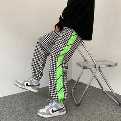 Threebooy Loose Trend Casual Sweatoants Men's Houndstooth Binding Feet trousers Fashion Spring and Summer Sports Contrast color Pants