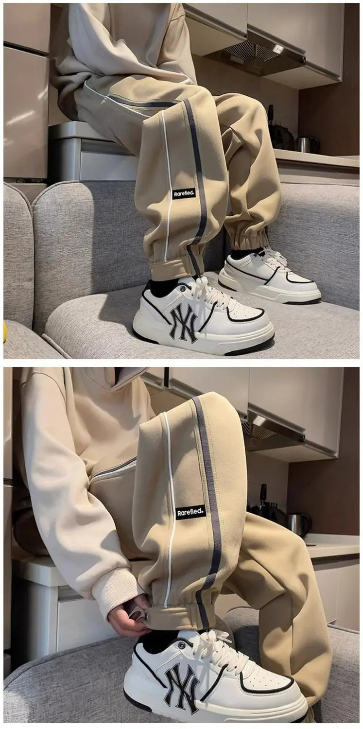Threebooy Hong Kong Style Street Pants Spring and Autumn Style Personalized Spliced Trousers Youth Trendy College Style Versatile Trousers