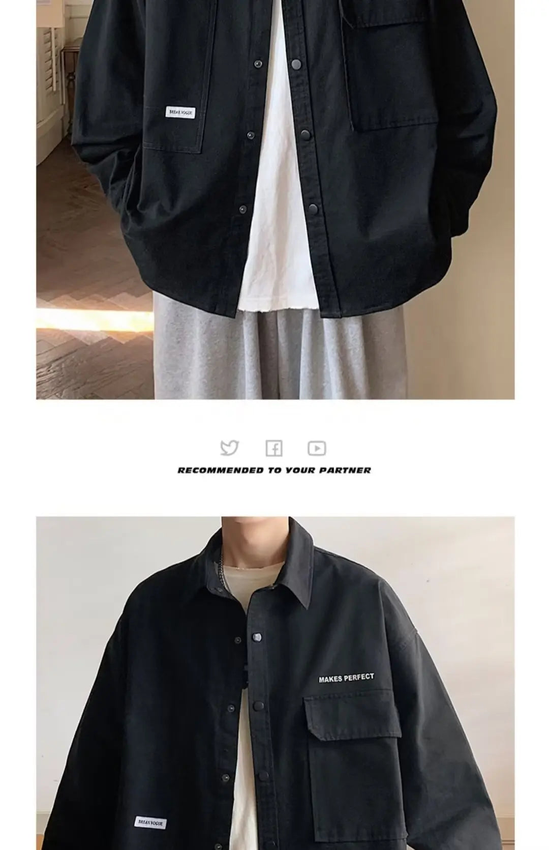 Threebooy Men's shirt jacket Spring high-quality teenagers early autumn work cardigan jacket Japanese casual thin autumn clothes