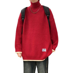 Threebooy New Winter Fleece Turtleneck Sweater Men Warm Knit Pullovers Mens Casual Knitted Sweaters Solid Color Turtleneck Knitwear Man