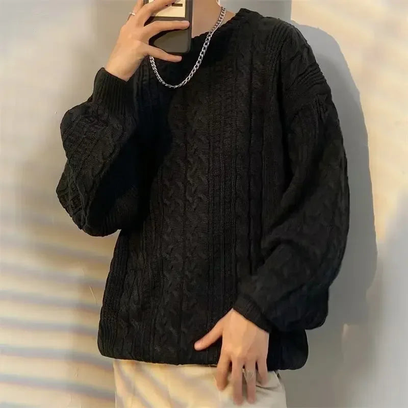 Threebooy Knitwear Wool Knitted Sweater Men O Neck Knitted Long Sleeve Mens Oversized Pullover Basic Solid Color Casual Fashion Men's Tops