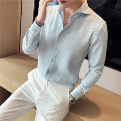 Threebooy  Clothing Men Spring High Quality Business Long Sleeve Shirts/Male Slim Fit Fashion Casual Dress Shirts Plus Size 3XL