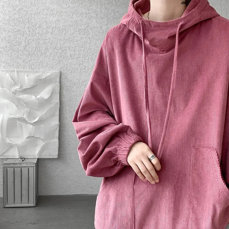 Threebooy Autumn Stand Collar Hoodies Sweatshirts Men Woman Fashion Pink Black Khaki Hip Hop Hoody Male Brand Casual Loose Tops