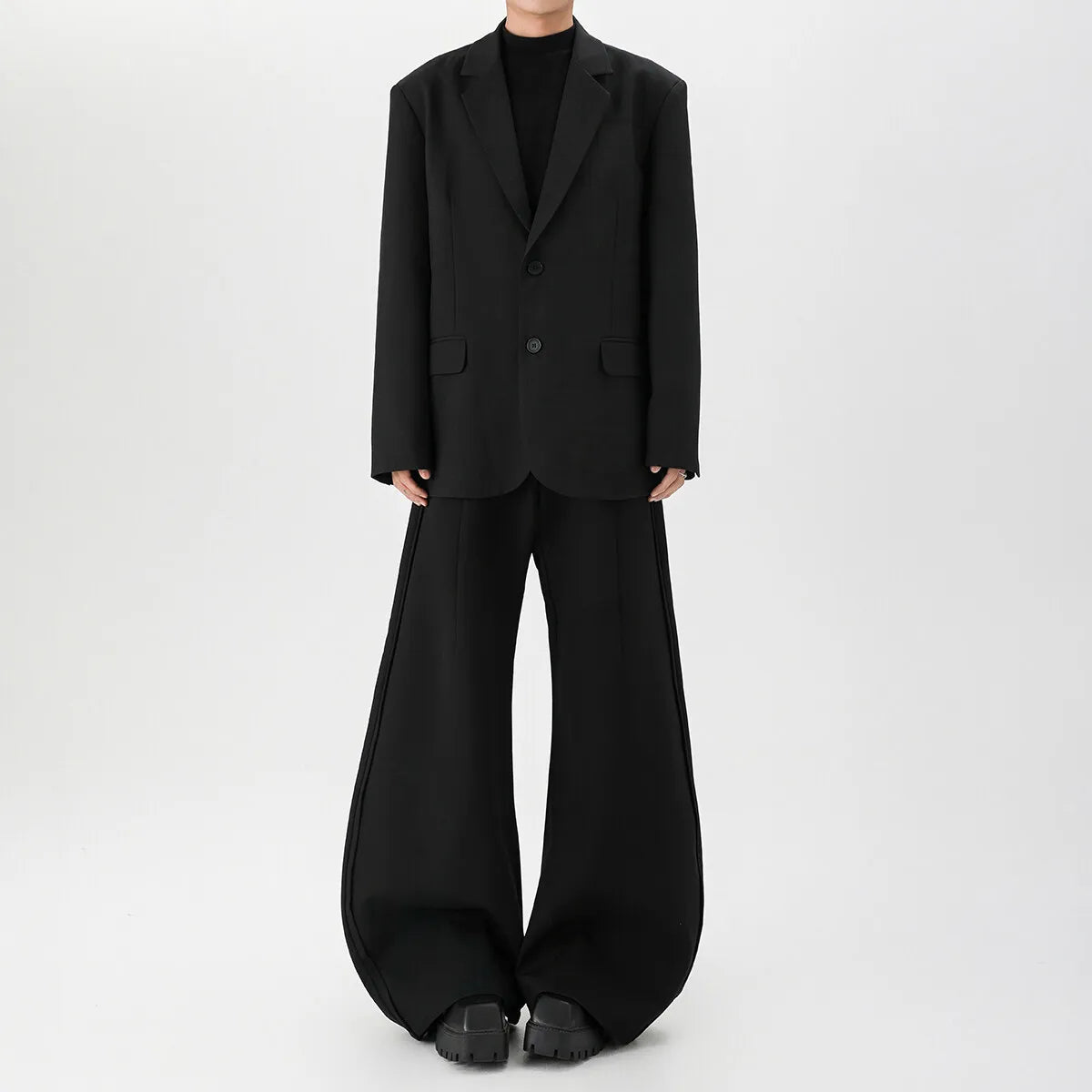 Threebooy Spring New design dress pants Mens Loose Casual Baggy Flowy Soft Black Pleated Wide Leg Pants Men Luxury Designer Emo Clothing