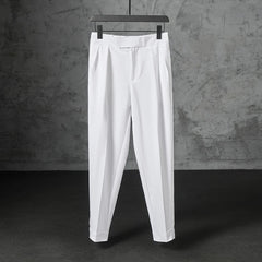 Threebooy  New Japanese Retro Velcro Male Suit Pants Light Luxury Straight Draped Business Casual Pants Premium Slim Elegant Ninth Trousers