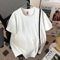 Threebooy  Summer New Men's T-shirt Niche Zipper Decoration Round Neck Short Sleeve Tees Simple Loose Versatile Tops