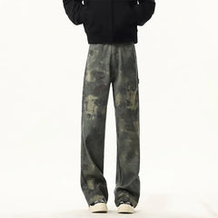 Threebooy High quality Jeans Leopard Personality design Pockets Jeans Male American Style High Street Denim Pants Classic Denim Trousers