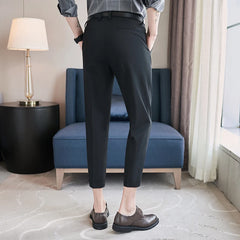 Threebooy  Summer Fashion Mens Pants Slim Fit Business Casual Long Trousers Office Men's Skinny Suit Pants Solid Color Trousers 28-36