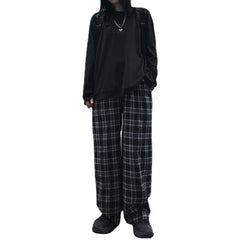 Threebooy Spring Men Pants Black Women Plaid Trousers Casual Oversize Loose Wide Leg Trouser Harajuku Hip-hop All-match Streetwear S-4XL