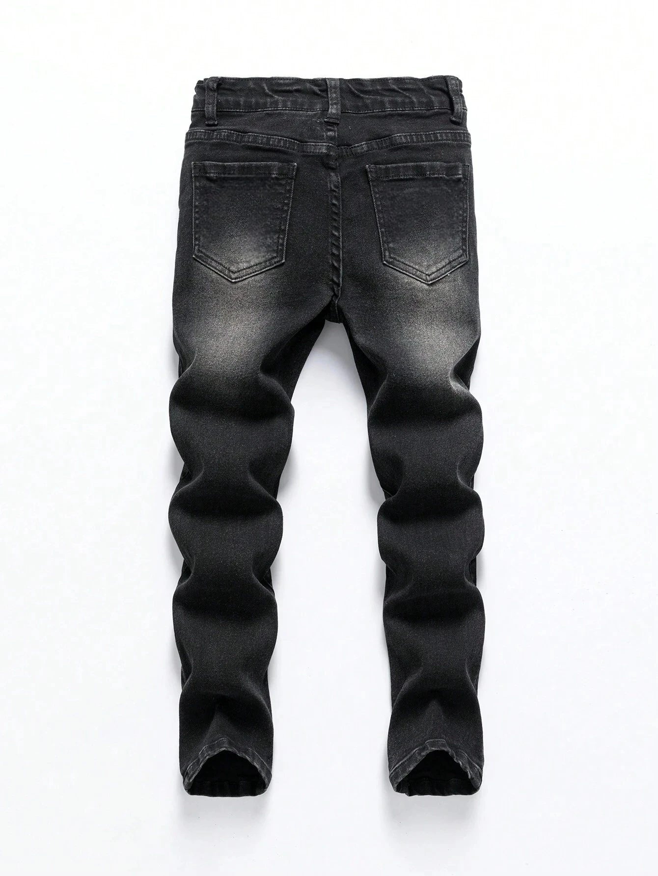 Threebooy  1 Piece of Men's Four-Season Snowflake Washed Fashion Jeans, Stretch Slim Fit Light Gray Dark Black Casual Denim Pants, Normcore and Fashionable, Suitable for Everyday Wear