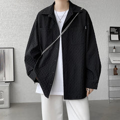 Threebooy High Quality Shirts Men Leisure Long Sleeve Chic New All-match Solid Summer Streetwear Loose Casual Simple College Daily