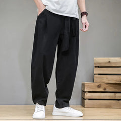 Threebooy Spring Cotton Linen Pants Men Elastic Waist Casual Harem Pant Loose Sweatpants Traditional Chinese Trousers pantalons homme