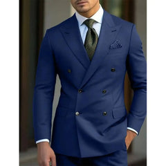 Threebooy  Classic Mens Suits Slim Fit 2 Piece  Double Breasted Peak Lapel Luxury Men Wedding Suit Tuxedo For Prom Party