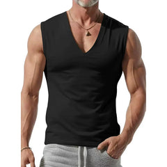 Threebooy  Summer Men's Solid Color V-Neck Tank Tops Casual Breathable Sleeveless T-Shirt Men Fitness Sports Vest Male Outdoor Jogging Tops