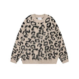 Threebooy Sweaters Men Fleece Leopard Korean Thicken Warm Knitting Winter Loose Casual Long Sleeve Pullovers Streetwear