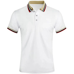 Threebooy  Men Summer Solid Casual Office Breathable Cotton Polo Shirt Fashion Brand Male Business High Quality Striped Short Sleeve Top