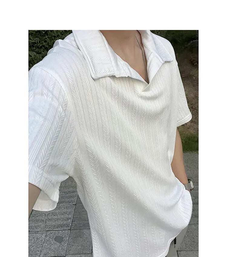 Threebooy Mens Soft Comfortable Polo Shirt Collared Knit Summer Solid Classic Simple Casual Short Sleeve Breathable Fabric Plain T Shirt