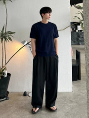 Threebooy Man's Wide Leg Long Pants 2024 Summer New Korean Style Drape Straight Tube Fashion Loose Casual Male Trousers