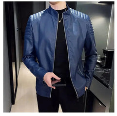 Threebooy Casual New Jacket Men's Autumn Fashion Motorcycle Slim Fit Men's Street Men's Clothing PU Leather Jacket