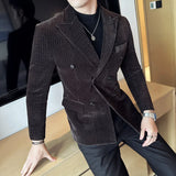 Threebooy Men's Corduroy Suit Jackets/Male Slim Fit Fashion High Quality Tuxedo/Man Spring Autumn Blazers Office Dress