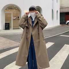 Threebooy men's coat Autumen Thin loose long trench men Innovative cuff design Lightweight trench coat man