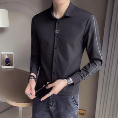 Threebooy  Autumn New Men's Long-sleeved Shirts Handsome Versatile Casual Iron-free Long-sleeved Shirts Men