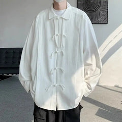 Threebooy New Classic Shirt Men Clothing Chinese Style Long-sleeved Buttoned Scholar White Shirt Ancient Style Fashionable Casual Blouse