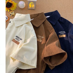 Threebooy American Fashion Retro Polo Shirt Men's Short-sleeved Korean Version 2025 New Summer High Street Trend Shirt Lapel T-shirt Chic