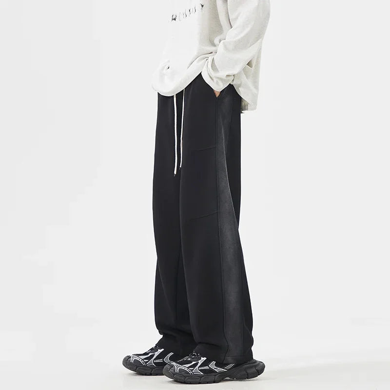 Threebooy  Autumn New Baggy Straight Men's Solid Color Casual Pants Simple Comfortable Wide Leg Pants Sweatpants Fashion Male Trousers