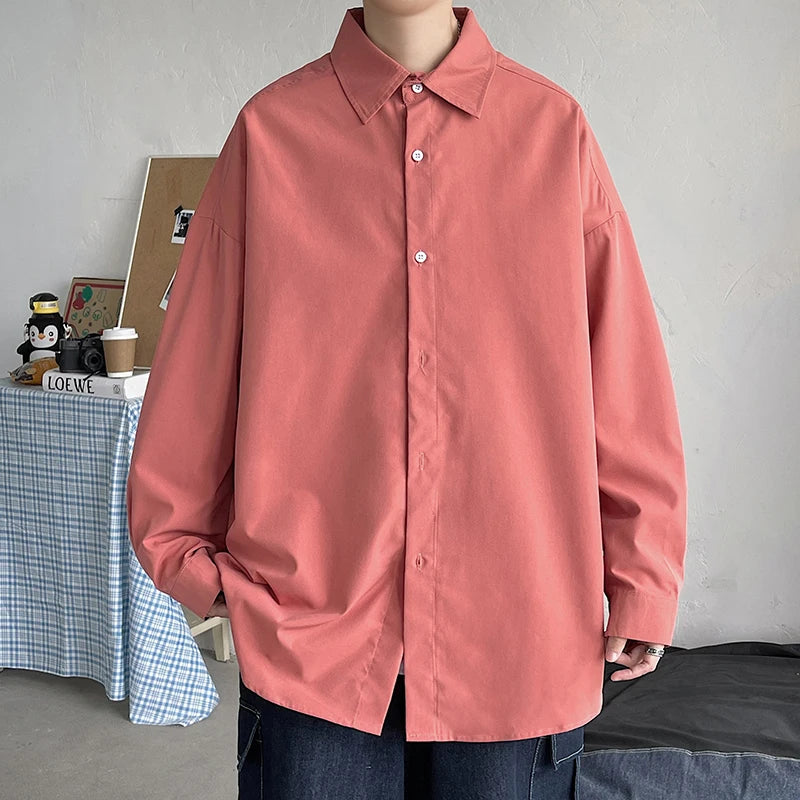 Threebooy Spring Simple Black Long Sleeve Shirts Men Korean Mens Harajuku White Oversized Shirt Male Button Up Shirts Blouses 5XL-M