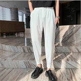 Threebooy Men Sspring High Quality Business Casual Pants/Male High quality Elastic waistline Haroun Pants Plus Size S-3XL