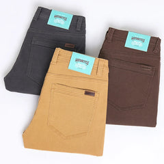 Threebooy Men's Cotton Elastic Jeans Fitted Straight Business Casual Trousers Soft Comfortable Fashion Korean Denim Pants