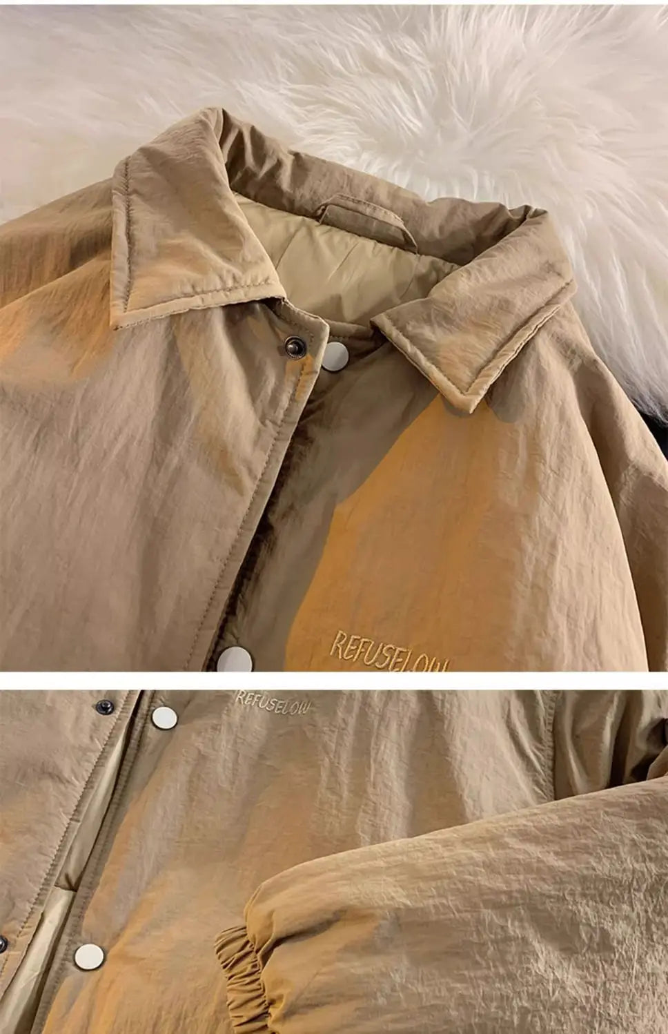 Threebooy Thickened Winter Parkas Japanese Large Size Retro Workwear English Letters Padded Coat Loose Lapel Warm Button Up Coat