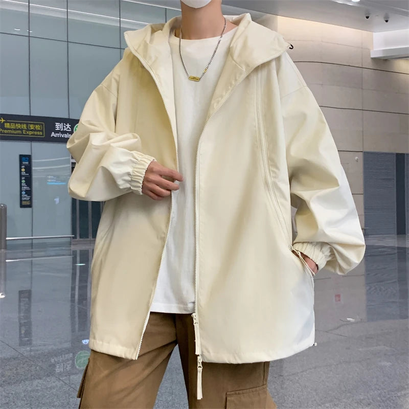 Threebooy Man Hoodie Loose Fitting Men's Clothing Men Spring Jackets Men's Korean Style Clothes Outerwear Popular Hooded Coats Models