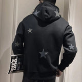 Threebooy Sweatshirt for Man Hooded Black Male Clothes Hoodies Star Sweat Shirt Emo Korean Style One Piece Novelty and Warm Loose