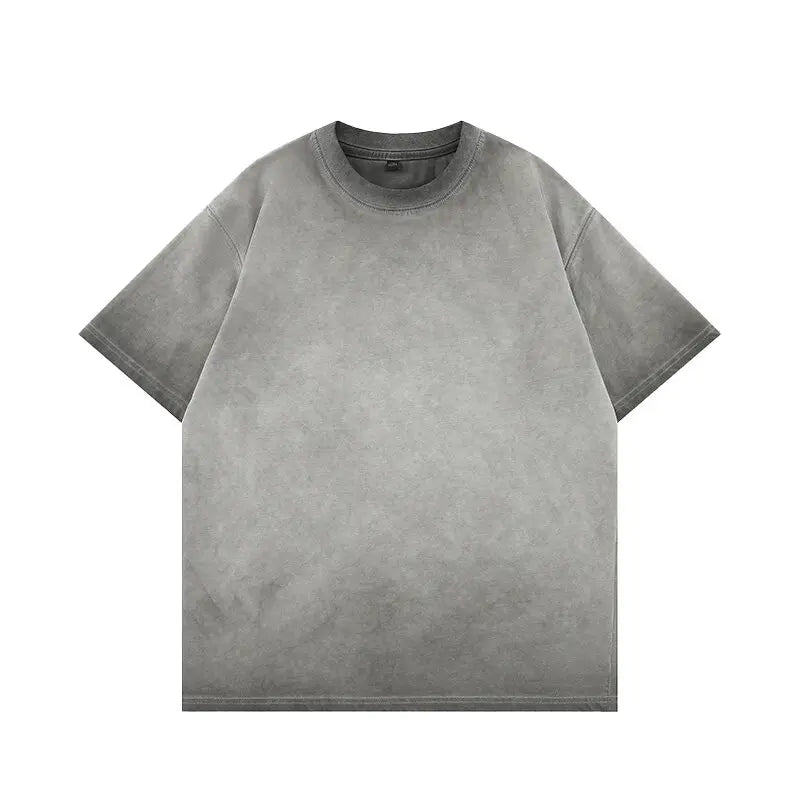 Threebooy  Mens Gradient Washed Loose Crew Neck Tee Streetwear Vintage Distressed Oversized Tshirt man Casual Fashion Trendy Basic Top