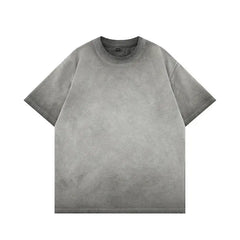 Threebooy  Mens Gradient Washed Loose Crew Neck Tee Streetwear Vintage Distressed Oversized Tshirt man Casual Fashion Trendy Basic Top