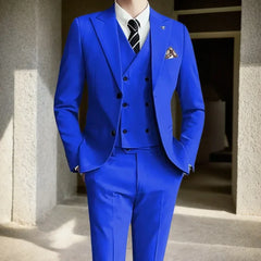 Threebooy  Solid Color Formal Business Suits High-quality Wedding Art 3 Pieces Blazer Vest and Pants Set for  Wedding Dresses Banquet