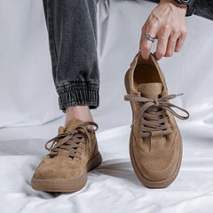 Threebooy  Men's Retro Low-top Board Shoes Men Lace-up Casual Shoes Mens Outdoor Driving Flats