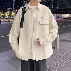 Threebooy Men's shirt jacket Spring high-quality teenagers early autumn work cardigan jacket Japanese casual thin autumn clothes