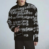Threebooy New Autumn And Winter Men'S Fashion Y2k Loose Versatile Sweater Unisex Letter Round Neck Top Street Chicano Sweater