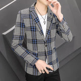 Threebooy  New Men's Suit Jacket Spring Autumn Street Men's Plaid Suit Jacket Casual Business Brand Clothing Men Slim Blazer Masculino