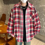 Threebooy Plaid Shirts Men American High Street Cool All-match Designed Streetwear Y2k Top Camisas Hombre Streetwear Hipster Loose Ins