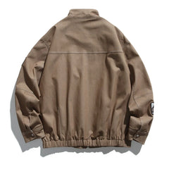 Threebooy Vintage Badge Embroidery Bomber Jacket Men Streetwear Harajuku Large Pockets Cargo Coat Oversized Autumn New Loose Casual Jacket