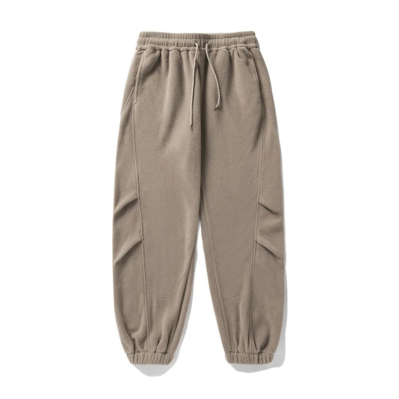 Threebooy  Double Pleated Polar Fleece Casual Sweatpants Autumn Winter New Warm and Drapey Loose Leggings Long Pants