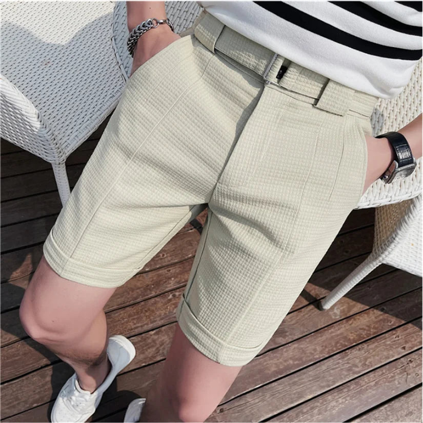 Threebooy New Summer  Solid Shorts Men High Quality Casual Business Social Elastic Waist Men Shorts 2 Colors Beach Shorts 29-36